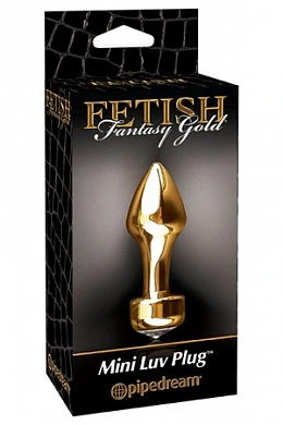 Анальная пробка золотая с кристаллом. Размер: длина 8,5 см, диаметр 2,85 см