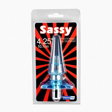 Анальная вибровтулка Sassy голубой 10,7см — купить в секс-шопе LoveDoctor