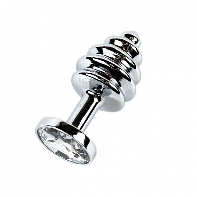 Анальная Пробка Butt Plug Silver ребристая кристал 7,5 см — купить в секс-шопе LoveDoctor