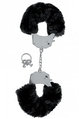 Наручники металлические Furry Cuffs с искусственным мехом черные — фото 3