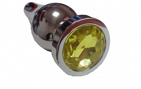 Анальная втулка с кристаллом Silver Plug Yellow 13 см — фото 2