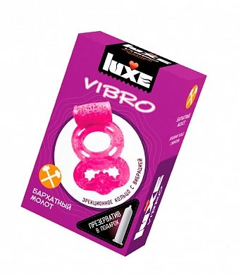 Виброкольцо Бархатный молот + презерватив Luxe Vibro 1 шт — фото 5