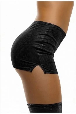 Мини-юбка Glossy Luciana из материала Wetlook черная L — фото 2