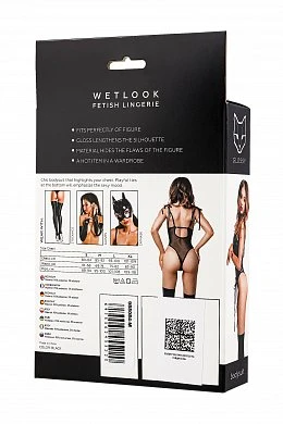 Боди Glossy Amilia на шнуровке из материала Wetlook черное S — фото 6