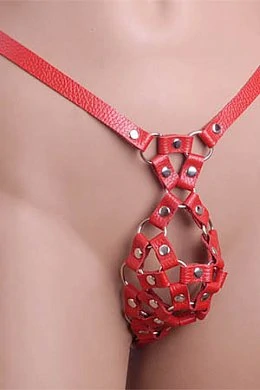 Трусики мужские с отверстием для фаллоса красные — фото 2
