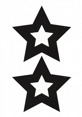 Украшение на соски  Nipple Stickers в форме звездочек черное — фото 2