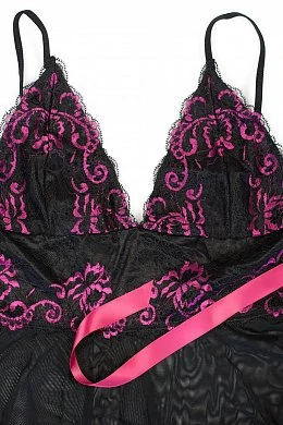 Комбинация и стринги Amarone babydoll Obsessive черные L/XL — фото 5