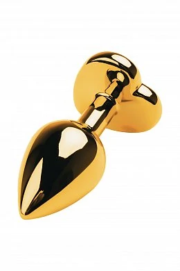 Анальная втулка с кристаллом сердце Large Gold черный 9,5 см — фото 3