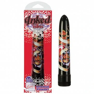 Черный вибратор с цветной татуировкой Inked Slimlines — купить в секс-шопе LoveDoctor