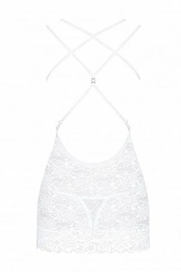 Комбинация и стринги 860-CHE-2 Obsessive белая L/XL — фото 4