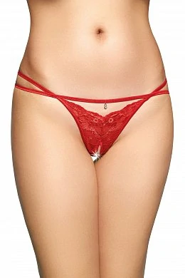 Стринги с украшением SoftLine красные S/M — купить в секс-шопе LoveDoctor