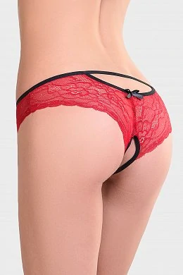 Эротические трусики Erolanta Lingerie Collection кружевные кармин-черные (46-48) — фото 2