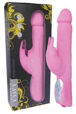 Вибратор с клиторальным стимулятором Layla Orchidee розовый 25 см — фото 2