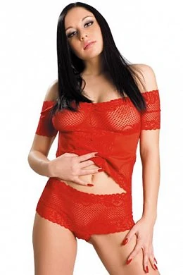 Бюстье и шортики красные S/L — купить в секс-шопе LoveDoctor