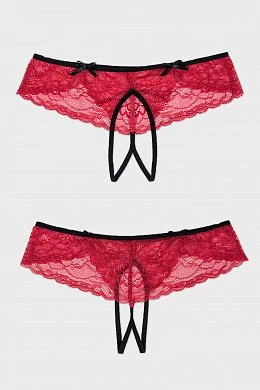 Эротические трусики Erolanta Lingerie Collection кружевные красно-черные (42-44) — фото 3