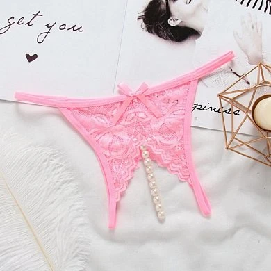 Трусики кружевные с доступом и бусами Munisa Panties розовые 42-44 — купить в секс-шопе LoveDoctor