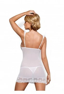 Комбинация и стринги Julitta Chemise Obsessive белые S/M — фото 2