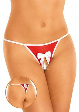 Трусики с разрезом и бантиком. Цвет: красный. Размер: XL.