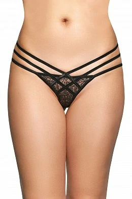 Стринги с геометрическим узором SoftLine чёрные S/M — купить в секс-шопе LoveDoctor