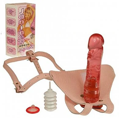 Страпон JANINE'S HARNESS & PINK JELLY ATTACHMENT — купить в секс-шопе LoveDoctor