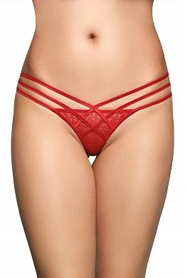 Стринги с геометрическим узором SoftLine красные M/L — купить в секс-шопе LoveDoctor