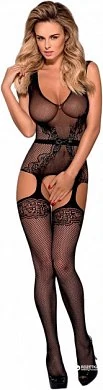 Боди-комбинезон Bodystocking F217 Obsessive черный XL/XXL — купить в секс-шопе LoveDoctor