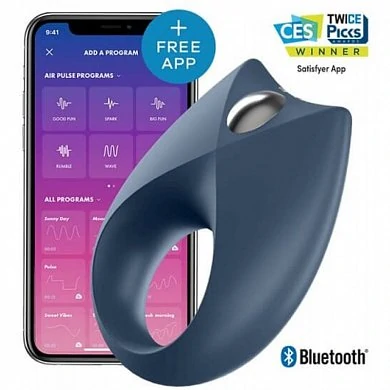 Эрекционное кольцо Satisfyer Royal One с возможностью управления через приложение синее — фото 3