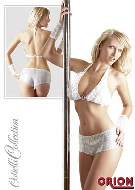 Топ и шортики Cottelli Collection Диско белый М — купить в секс-шопе LoveDoctor