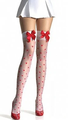 Чулки белые с сердечками и бантиками Ladies Leisure Socks — купить в секс-шопе LoveDoctor