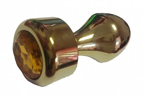 Анальная втулка с кристаллом Gold Butt Plug Orange 7,8 см — купить в секс-шопе LoveDoctor