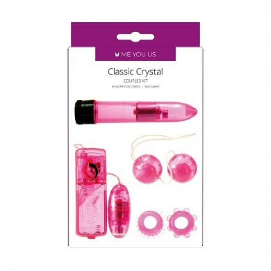 Вибромассажер для пар в наборе с насадками Me You Us Classic Crystal Couples Kit Pink — фото 3