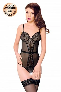 Боди c интимным вырезом SoftLine Collection Linda черное M/L — купить в секс-шопе LoveDoctor