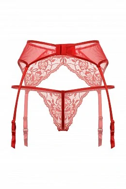 Трусы и пояс для чулок красные M/L