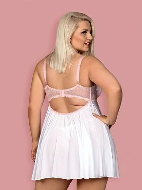 Бебидолл с кружевной вставкой на груди и трусики-стринги белого цвета Girlly (Obsessive)