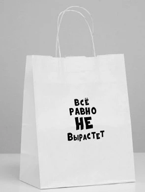 Пакет подарочный "Все равно не вырастет" 24х10х30 см — купить в секс-шопе LoveDoctor