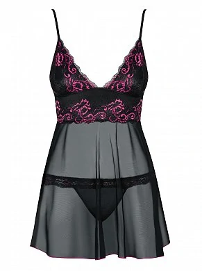 Комбинация и стринги Amarone babydoll Obsessive черные L/XL — фото 2
