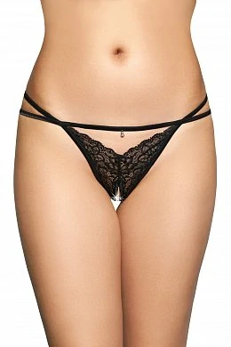 Стринги с украшением SoftLine чёрные M/L — купить в секс-шопе LoveDoctor