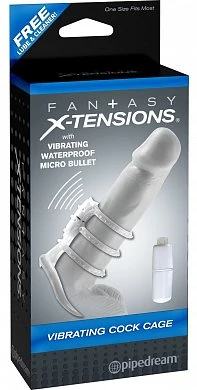 Вибронасадка Fantasy X-tensions Vibrating Cock Cage прозрачная — купить в секс-шопе LoveDoctor