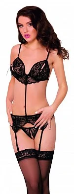 Комплект открытый из 3-х предметов черный Eliza S/M — купить в секс-шопе LoveDoctor
