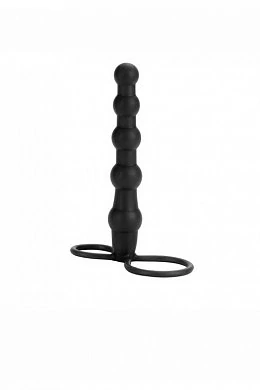 Страпон на пенис Silicone Love Rider Beaded Dual Penetrator черный 14,5 см