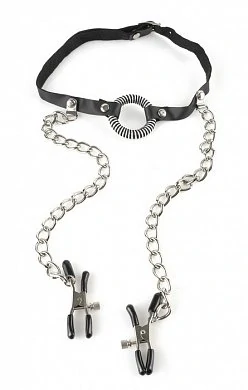 Кляп с зажимами на соски O-Ring Gag Nipple Clamp — купить в секс-шопе LoveDoctor