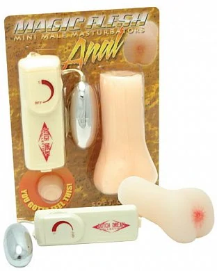 Мини-вибро маструбатор в виде ануса. Цвет: телесный. Размер: длина 10,5 см. Тип батареек: 2 x AA.