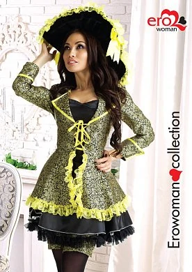 Костюм женский Пиратка чeрный с желтым S/M — купить в секс-шопе LoveDoctor