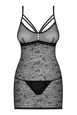 Комбинация и стринги Obsessive черные L/XL — фото 3