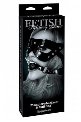 Комплект Masquerade Mask & Ball Gag из маски и кляпа черный — фото 2