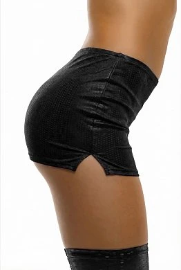 Мини-юбка Glossy Luciana из материала Wetlook черная S — фото 6