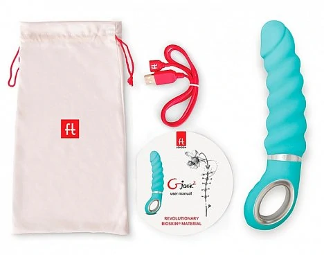 Анатомический витой вибратор Fun Toys Gjack 2 бирюзовый 22 см — фото 4