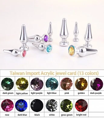 Анальная втулка с кристаллом Silver Plug Yellow 13 см — фото 3