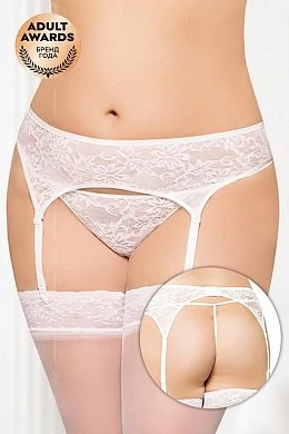 Пояс для чулок и стринги кружевные белые XXL — купить в секс-шопе LoveDoctor