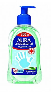 Жидкое мыло Aura антибактериальное c алоэ-вера 300 мл — купить в секс-шопе LoveDoctor